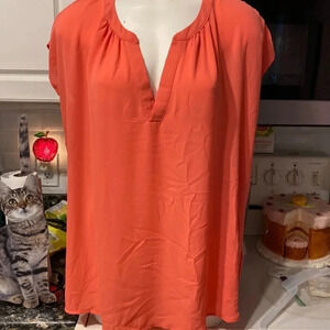 X womens Roz & Ali casual solid orange sleeveless plus size top 2 X
